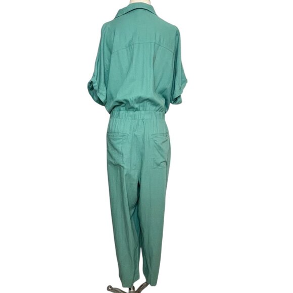 Universal Thread ½ button front green linen blend jumpsuit NWT junior’s size 17 - Picture 3 of 12
